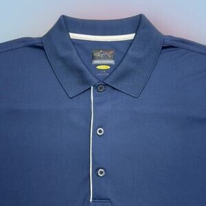 GREG NORMAN GOLF Men’s Large Navy Blue SHARK Polo Shirt